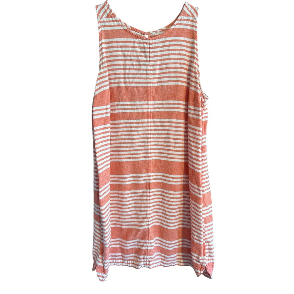 Old Navy Orange White Striped Linen Blend Sleeveless Tank Dress XL‎
